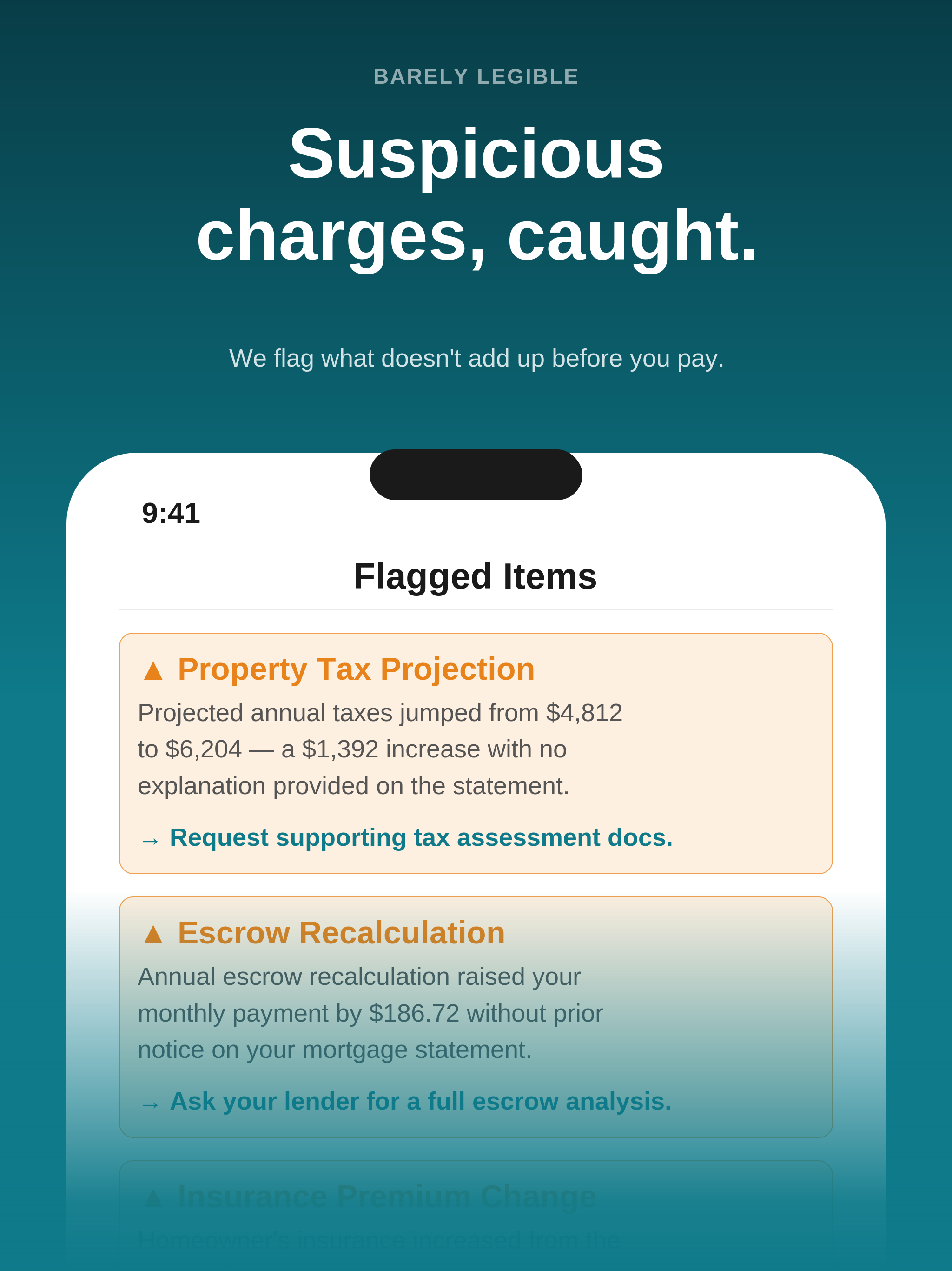 Barely Legible on iPad — suspicious charges flagged