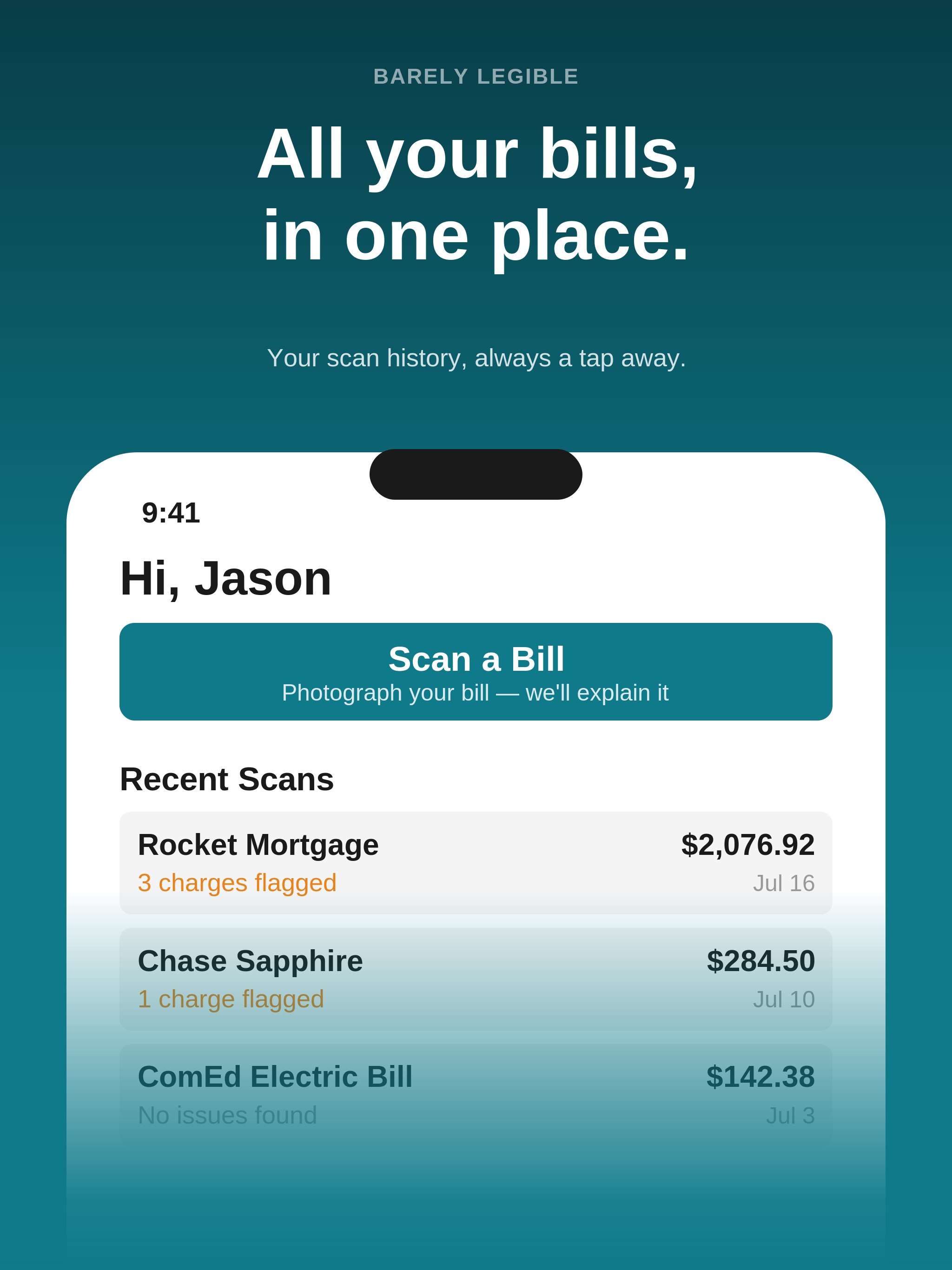 Barely Legible on iPad — bill history in one place