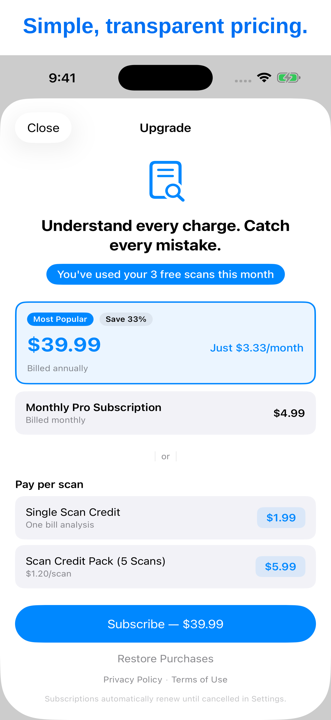 Simple, transparent pricing